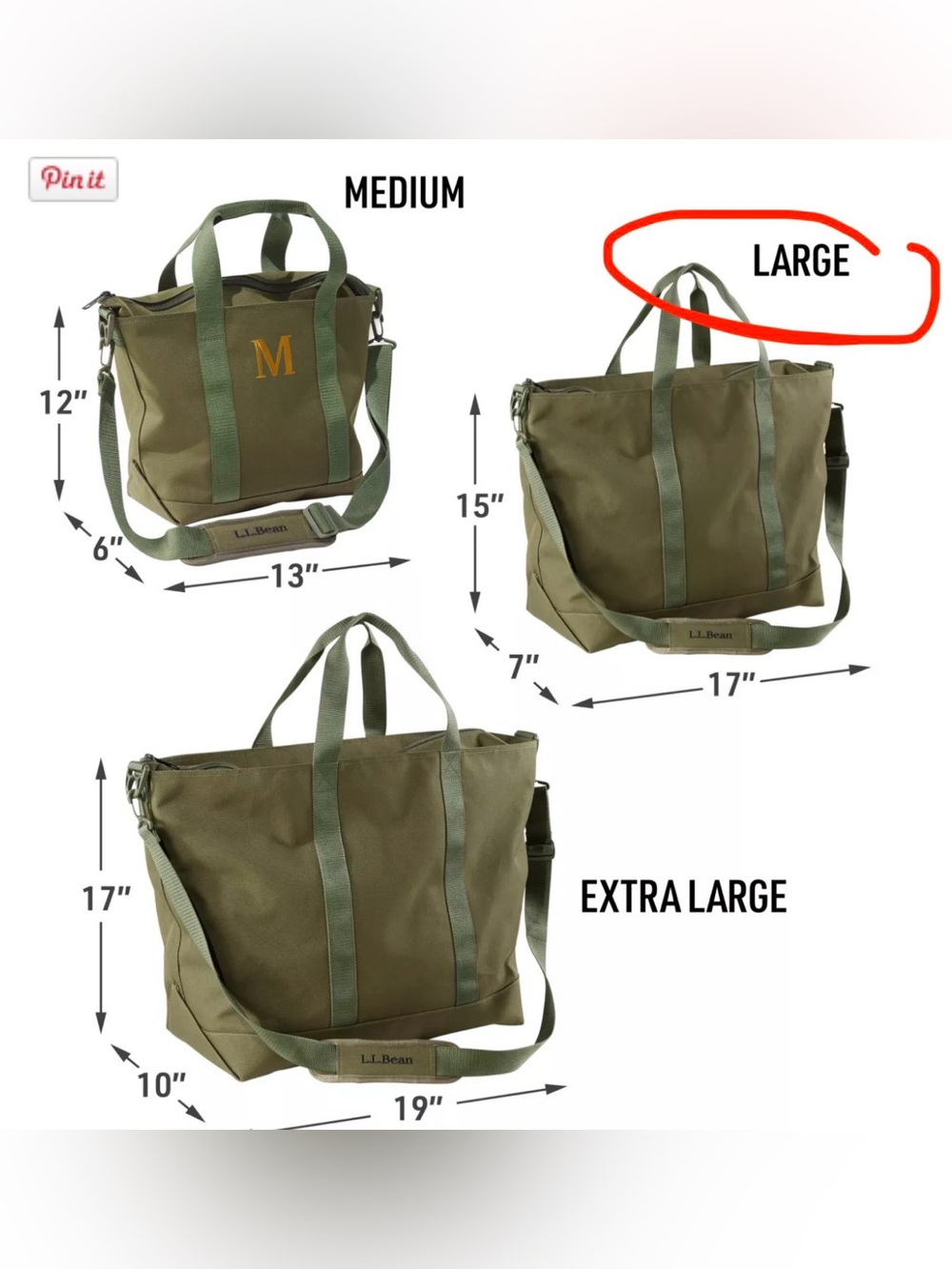 NWOT L.L. Bean LARGE Zip Hunter's Tote Bag With Strap - Picture 6 of 12